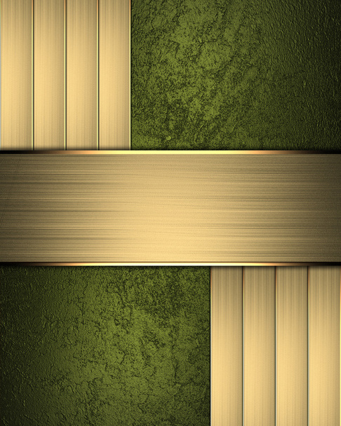 Green texture with gold inlays and gold plate - Foto, Imagen