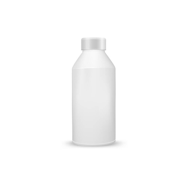 White Yogurt Milk Plastic Bottle. Illustration Isolated On White Background. Mock Up Template Ready For Your Design. Vector - Vector, afbeelding