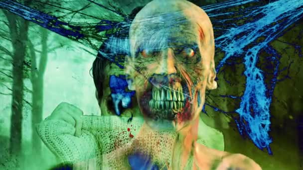 Horror Zombie With Effects, Mixed Media Of Two Cg Animation - Footage, Video
