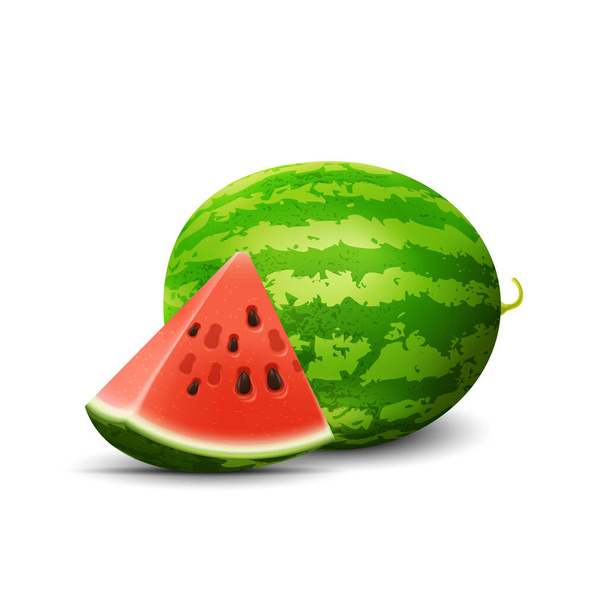 Sandía. Fruta fresca, 3d icono de vector realista
 - Vector, imagen