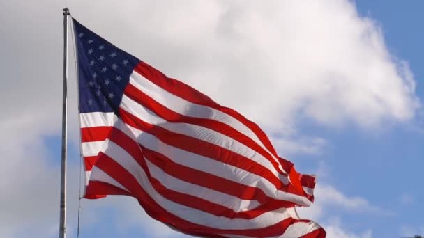 Amerikan bayrağı fotokopi alanı ile yakın çekim, yavaş çekim - Video, Çekim
