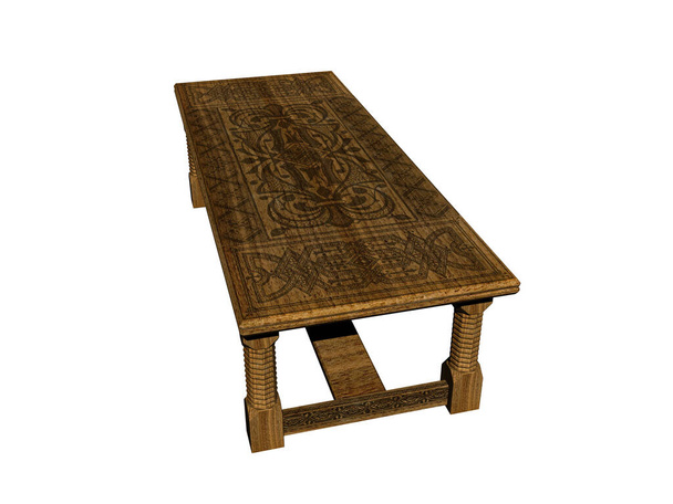 solid wooden garden table - Photo, Image