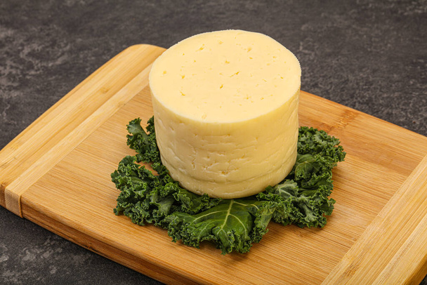 Yellow round dairy soft cheese piece - Photo, Image