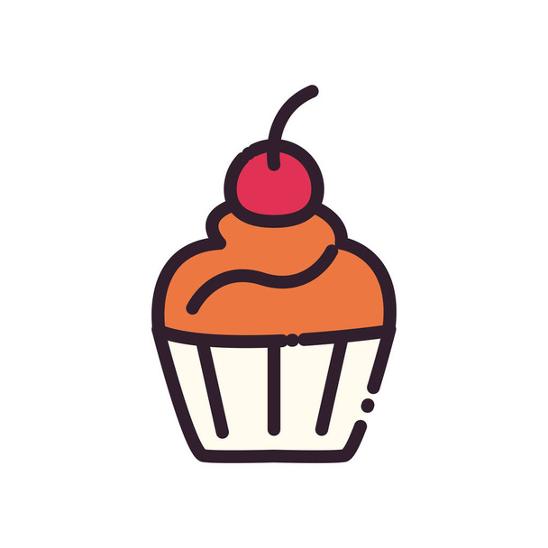 Sweet cupcake fill and line style icon vector design - Vektor, obrázek