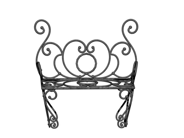 metalowa, mocno zdobiona metalowa ławka - Zdjęcie, obraz