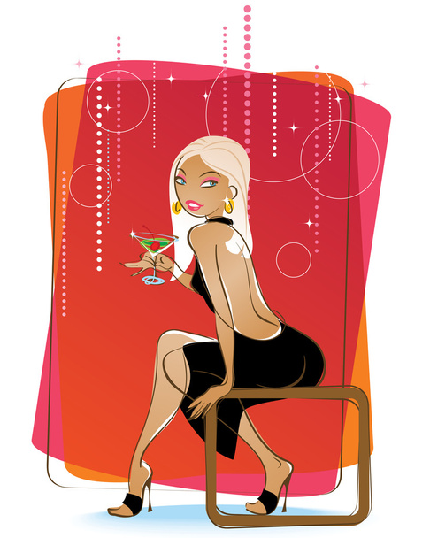 σέξι ξανθιά με ένα μαρτίνι - Διάνυσμα, εικόνα