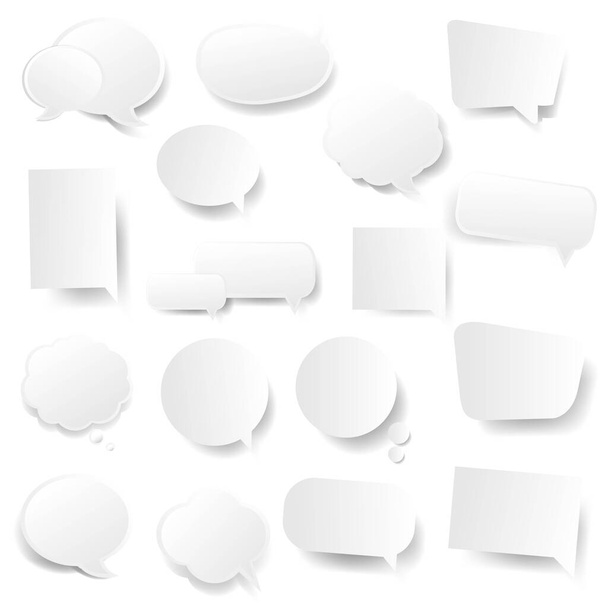 White Speech Bubbles Collection In White Background - Διάνυσμα, εικόνα