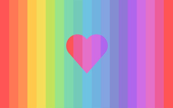 Rainbow background with heart, red orange yellow green blue pink red illustration with cut out shape, pretty fun gay pride graphic, valentine colorful greeting card design wallpaper. - Photo, Image