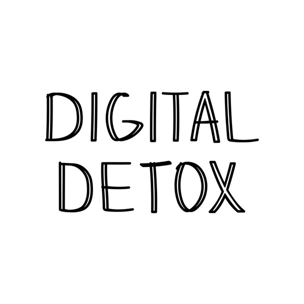 Digital detox vector dibujado a mano letras. Letras simples y aisladas. Concepto de salud mental
 - Vector, Imagen