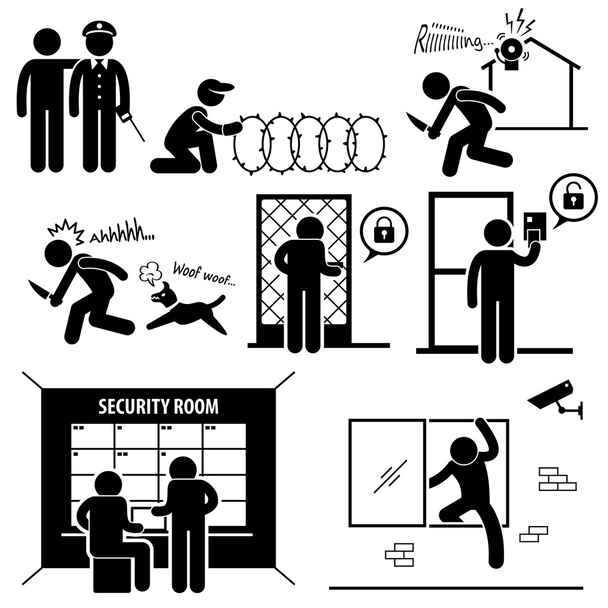 Security System Stick Figure Pictogram Icon - Vector, Image