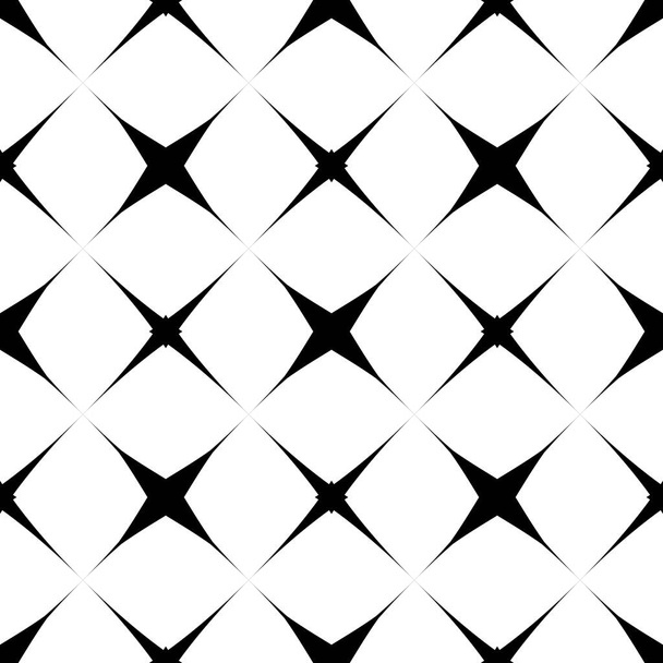 Abstract geometrisch naadloos patroon met kruis of sterren. Eenvoudige zwart-wit monochrome klassieke design achtergrond. Symmetrie vector illustratie. - Vector, afbeelding