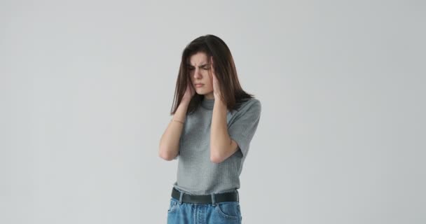 Young woman suffering form headache - Materiaali, video