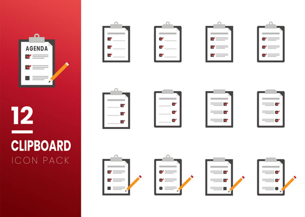 Set of Clipboard with checklist icon. Flat style design of clipboard with checklist icon suitable for web isolated on white background - Vector, Image
