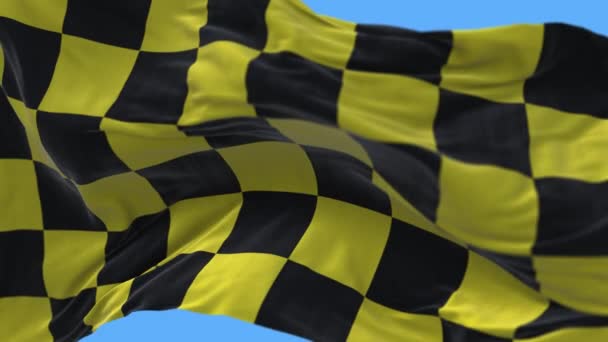 4k Checkered Race Flaga jedwabna tkanina trzepotanie Sprawdź flagi wyścigowe, tkanina machająca. - Materiał filmowy, wideo