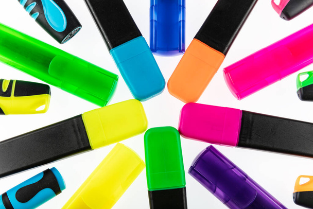 Set of color felt-tip pens on a white background - Photo, Image