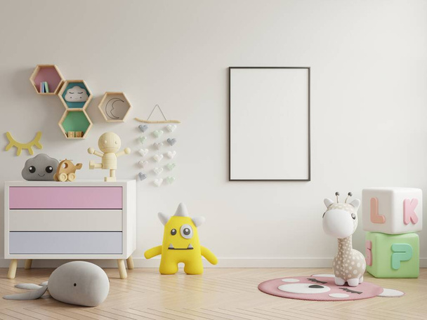 Simular carteles en el interior de la habitación del niño, 3d renderizado - Foto, imagen