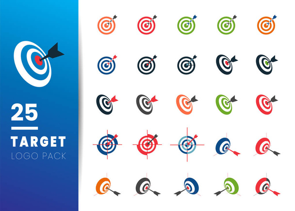 Target icon logo design for business or sport with arrow symbol. Goal Logo, element for web, mobile or print. - Vector, Image