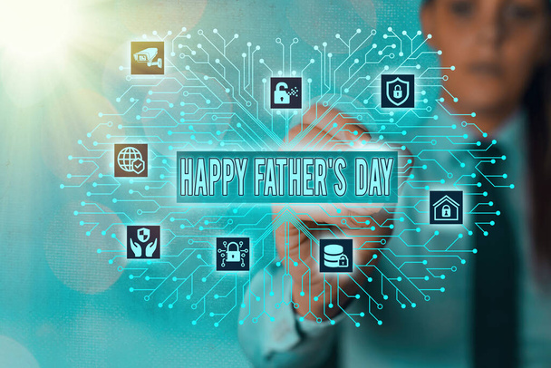 Woord schrijven tekst Happy Fathers Day. Zakelijk concept voor gevierd om liefde te tonen voor de patriarch van het gezin. - Foto, afbeelding
