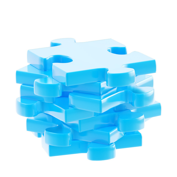 Stack of a puzzle pieces isolated - Foto, Bild