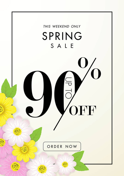 Spring sale background with beautiful flower,fifty percent off,vector illustration template, banners, Wallpaper, invitation, posters, brochure, voucher discount. - Vettoriali, immagini