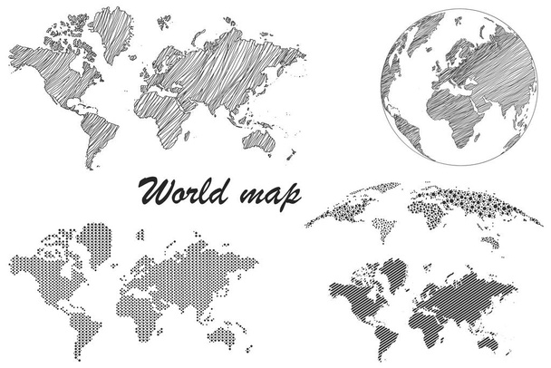 Világtérkép-újság. A világ politikai térképe szürke háttérrel. Országok. Vektor illusztráció. Fehér.. - Vektor, kép