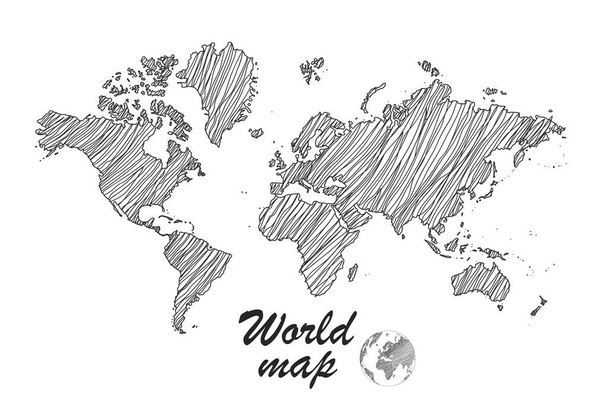 Weltkarten-Papier. Politische Weltkarte auf grauem Hintergrund. Länder. Vektorillustration. Weiß. - Vektor, Bild