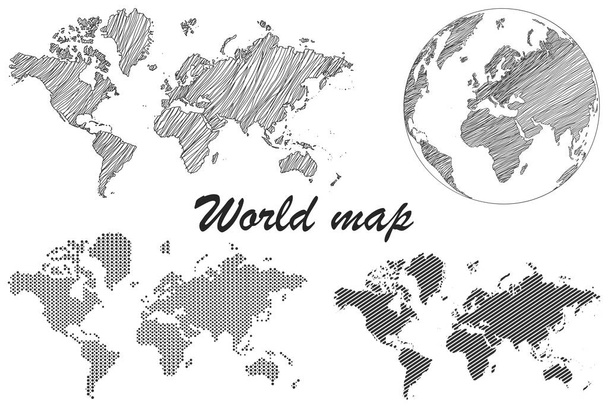 Maailman karttapaperi. Maailman poliittinen kartta harmaalla pohjalla. Maat. Vektorikuvitus. Valkoinen. - Vektori, kuva