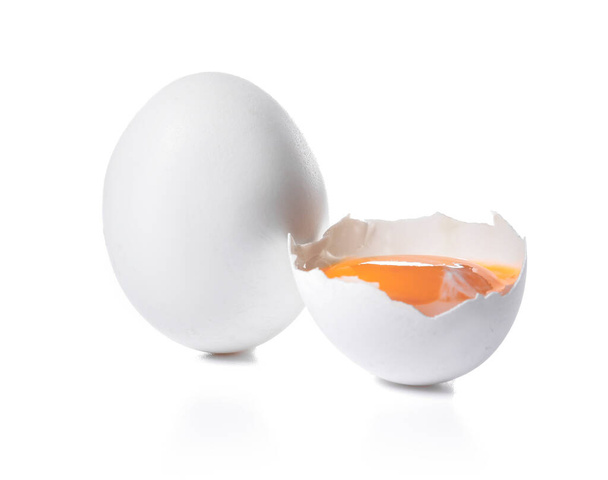 Fresh chicken eggs on white background - Photo, Image