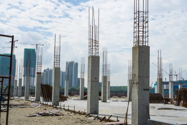 Řádek betonového sloupu na stavbách pro budovu - Fotografie, Obrázek
