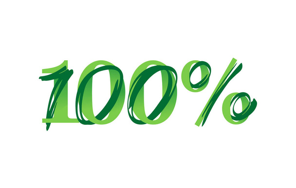 100 percents  creative green decoration drawn - Vector, Image