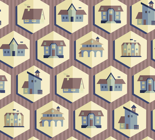 Seamless pattern with housess, vector illustration - Вектор, зображення