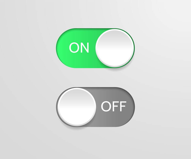 Switch off on button. Vector blue toggle mobile app. Vector power slider. - Вектор,изображение