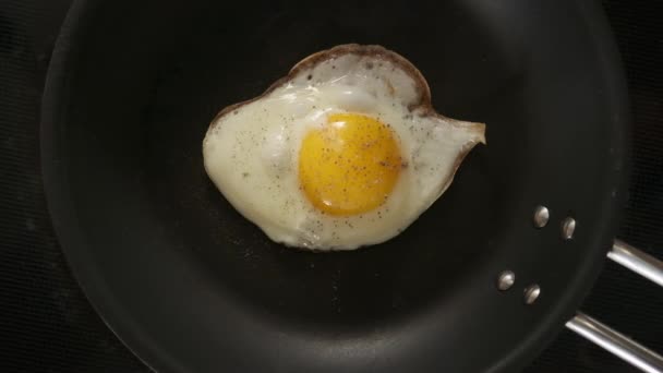 Mouth-Watering Sunny Side Up Egg Being Removed in the Pan with a Spatula - Filmati, video