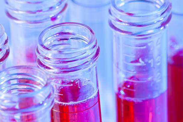 test tubes with red liquid in laboratory - Zdjęcie, obraz