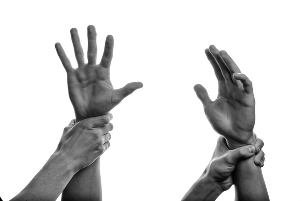 mani di un uomo su uno sfondo bianco - Foto, immagini