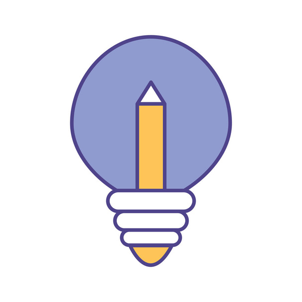 ampoule avec ligne de crayon et design vectoriel icône de style de remplissage - Vecteur, image