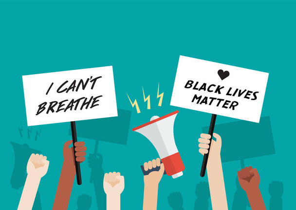 Black Lives Matter. Crowd of people protesters. Vector illustration - Vector, Image