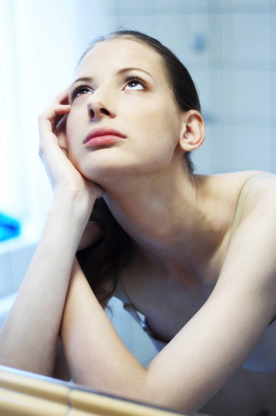 beautiful young  lady daydreaming - 写真・画像