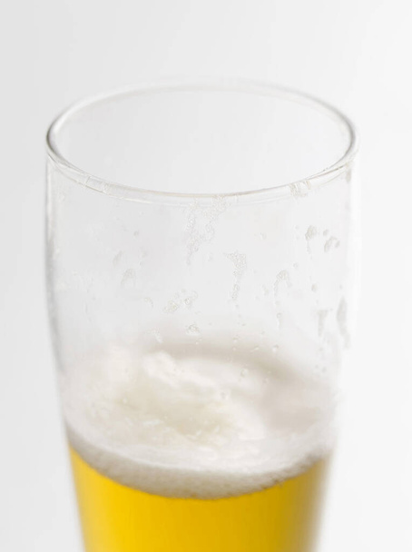 fresh lager in glass, close up view - Foto, Imagen