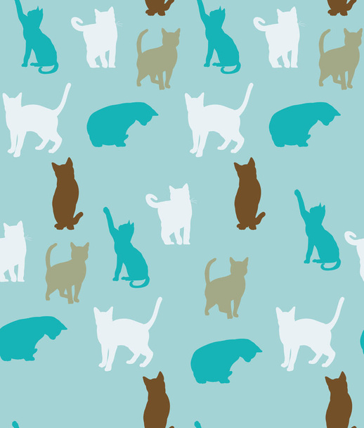seamless background with silhouette of cats - Wektor, obraz