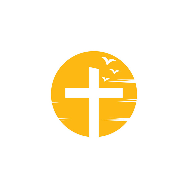 Igreja modelo de design logotipo vetor. Igreja e logotipo organização cristã
. - Vetor, Imagem