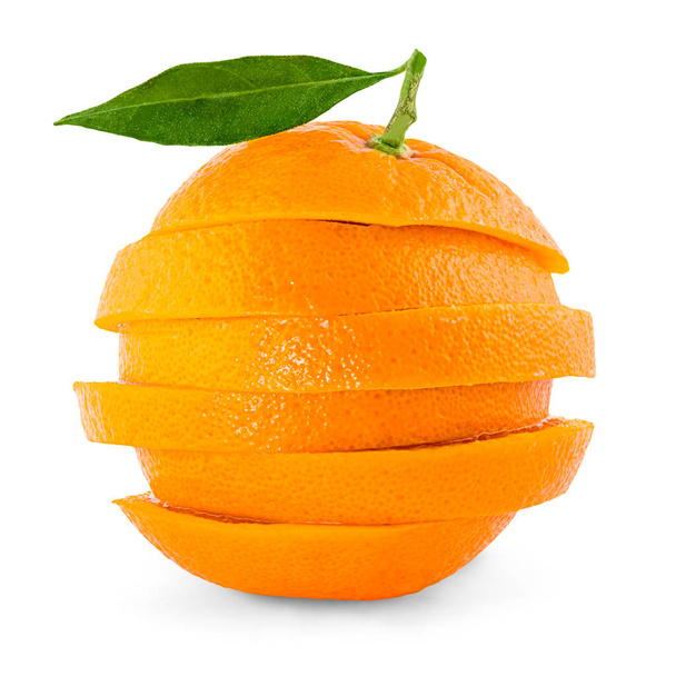 sliced orange fruit isolated on white background - Foto, imagen