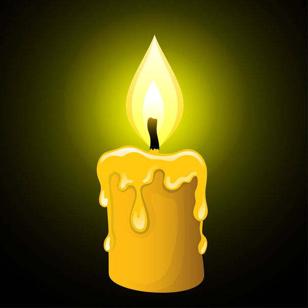 Illustration with a candle on a dark background. - Vetor, Imagem