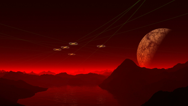 UFO, měsíc a rudá mlha - Záběry, video