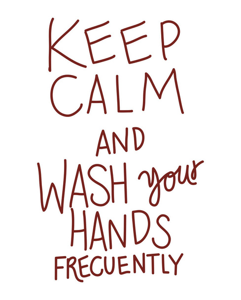 Keep calm and wash your hands text vector design - Vector, Image