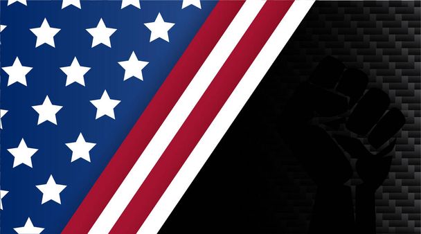 Σημαία ΗΠΑ Μαύρα χέρια Διάνυσμα Μαύρες ζωές Ύλη Kevlar Υφή φόντο. - Διάνυσμα, εικόνα