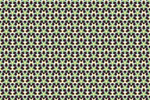 Εικονογράφηση ράστερ. Πολυτελές μοτίβο χωρίς ραφή του μαύρου, κίτρινου και καφέ στολίδι με στυλιζαρισμένα κύματα. - Φωτογραφία, εικόνα