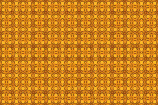 Elegant seamless pattern with floral and Mandala elements. Nice yellow, orange and black hand-drawn seamless raster illustration. - Foto, Imagen