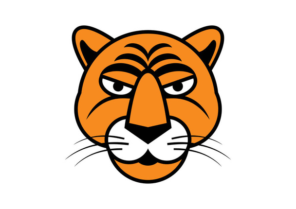 Tiger κεφάλι απλό διάνυσμα εικονίδιο γραφικών. Feline θηρίο απλή γραφική εικόνα. Εικόνα κεφαλής τίγρης απομονωμένη σε λευκό φόντο. Χαριτωμένο τίγρη κεφάλι χαρακτήρα κινουμένων σχεδίων - Διάνυσμα, εικόνα