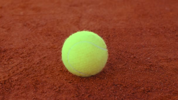 Hand eines Ballkindes hebt einen Tennisball auf - Filmmaterial, Video
